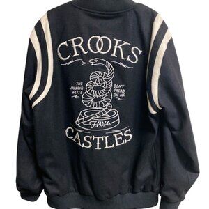 **RARE**Crooks & Castles Black Embroidered Stadium Jacket NWT Mens Large